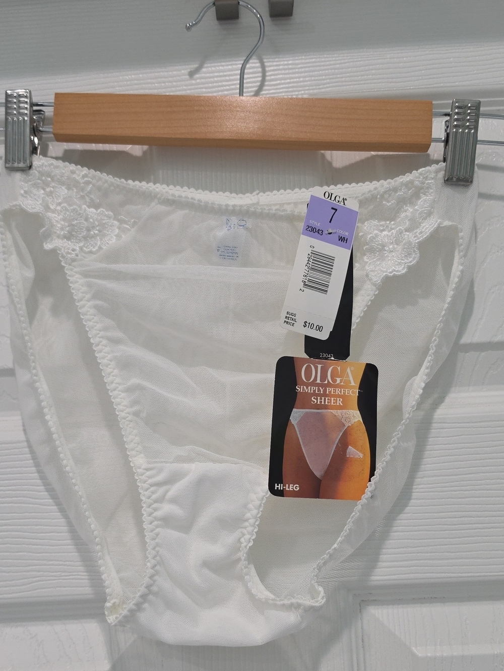 NWT Olga Sheer Hi-Leg Panty in White